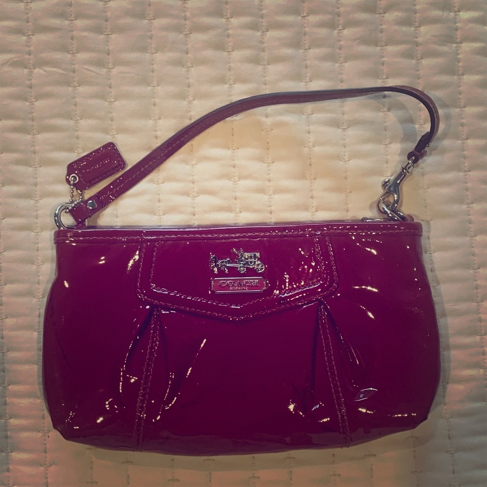 COACH deep fuchsia patent leather evening bag